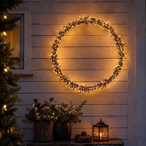 Ghirlanda da porta con 500 LED, decorazione da parete a LED, Ø 58 cm, IP44, illuminazione da esterno