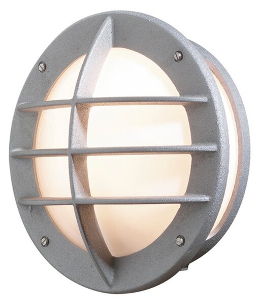 Applique Konstsmide Oden in alluminio laccato argento, con vetro acrilico opalino