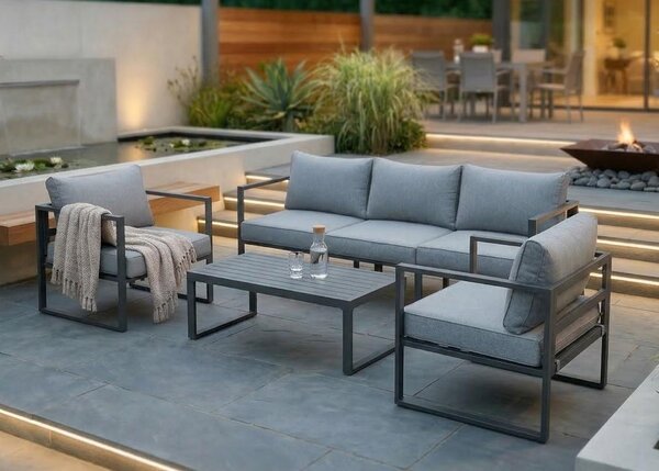 Mobili da giardino Jet-Line Lounge da giardino KRETA II grigio chiaro in alluminio