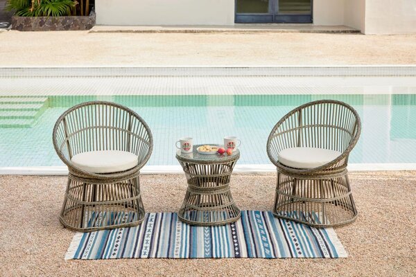 Happy Home Happy Home Set da giardino 3 pezzi con cuscini HGS49-BEI in rattan beige