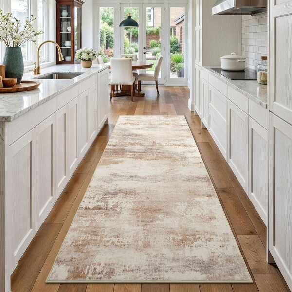 Tappeto moderno astratto - Beige, 60 x 180 cm
