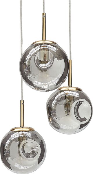 BELIANI Lampada a sospensione paralume in vetro trasparente ottone ferro 3 luci design moderno accessori soggiorno