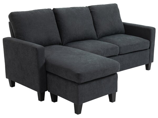 Set divano ad angolo HOMCOM con chaise longue reversibile, grigio scuro