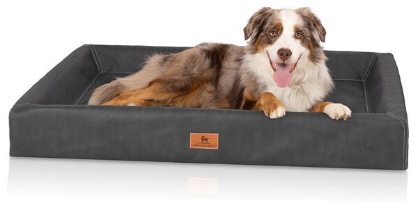 Knuffelwuff letto ortopedico per cani Austin in Similcuoio M-L 85 x 65 cm nero