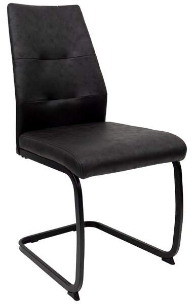Sedie da pranzo moderne in Pelle finta - sedie a sbalzo imbottite con robusta struttura in metallo - sedie a sbalzo di facile manutenzione con superficie traspirante, Colore: nero; Quantità: 1 pz