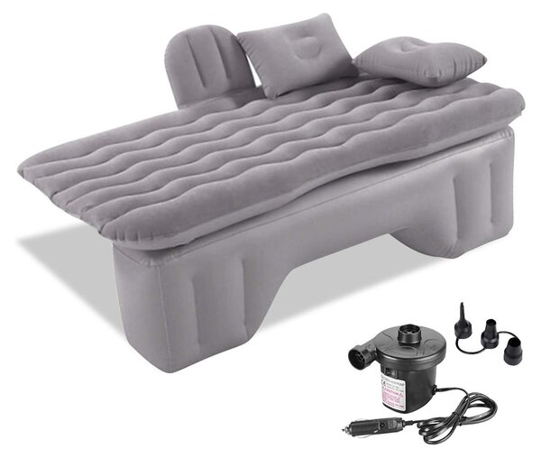 Materasso gonfiabile per uso interno ed esterno, con pompa, colore grigio, per 1 persona, ideale per il campeggio