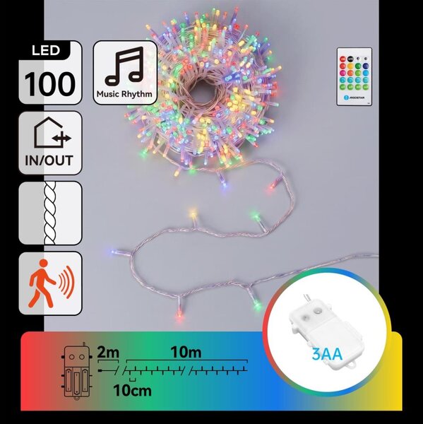 Aigostar - LED dimmerabile catena luminosa da esterno con sensore 100xLED/3xAA 12m multicolore + telecomando