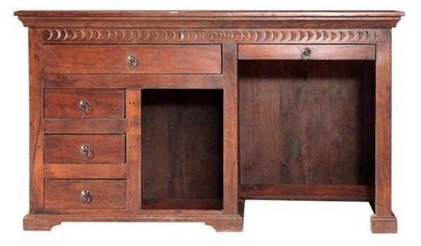 MASSIVMOEBEL24 | scrivania in legno di Acacia 140x64x80 nougat laccato OXFORD #511
