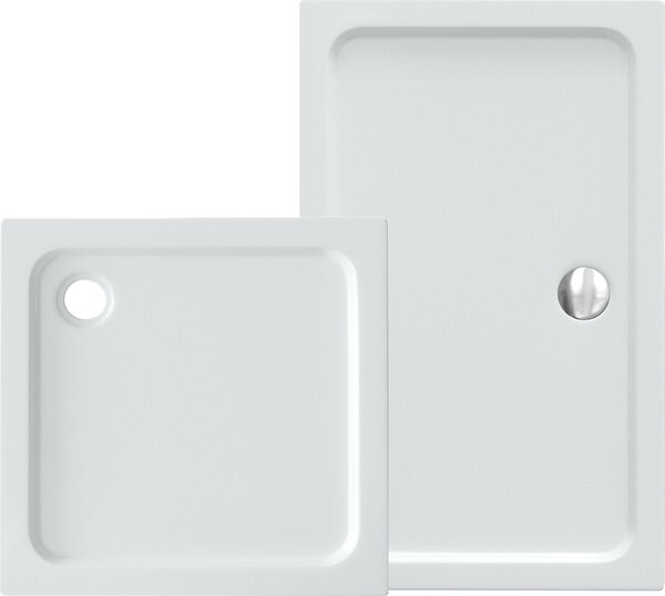 Piatto doccia VILSTEIN | rinforzato con fibra di vetro | piatto da 5 cm | piatto doccia con pendenza | piatto doccia | sifone opzionale | bianco lucido | 80x90 cm