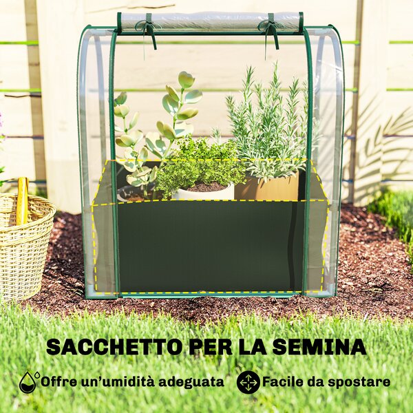 Outsunny Mini Serra con Borsa per Coltivazione e Porta Avvolgibile, 68x50x70 cm, Verde Scuro | Aosom Italy