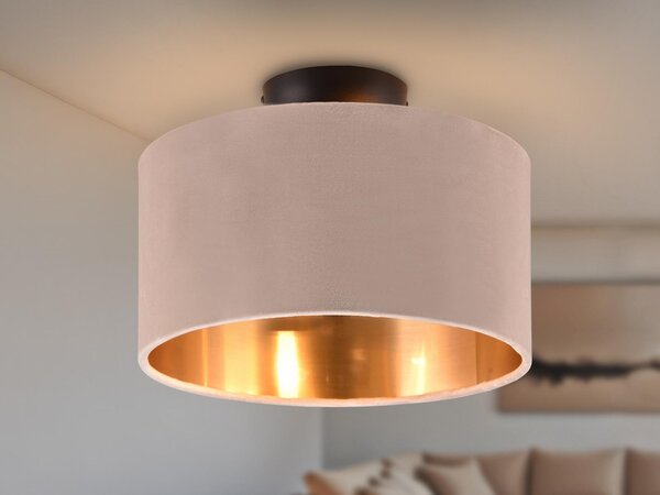 Piccola plafoniera LED con paralume in velluto Ø 30 cm, soggiorno e camera da letto