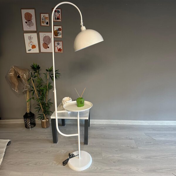 Lampada da terra moderna in metallo con E27, bianco Paralume regolabile