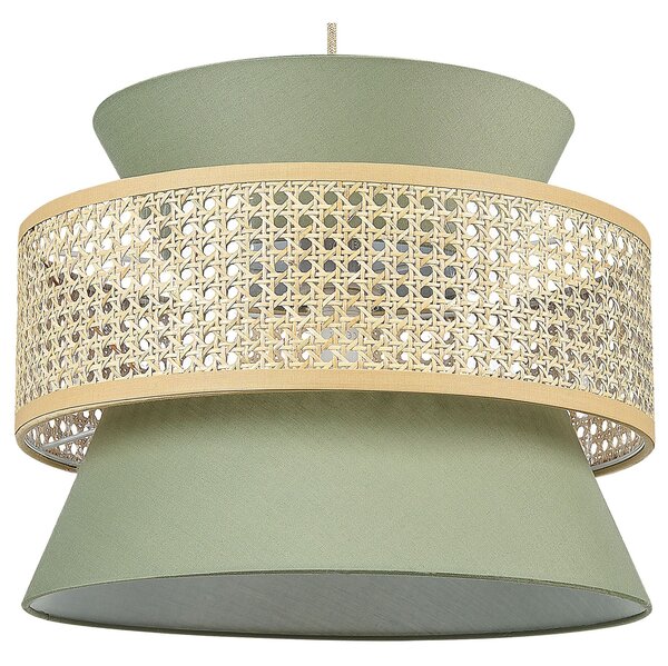 BELIANI Lampada a sospensione in rattan verde naturale con paralume in poliestere Illuminazione a sospensione Boho
