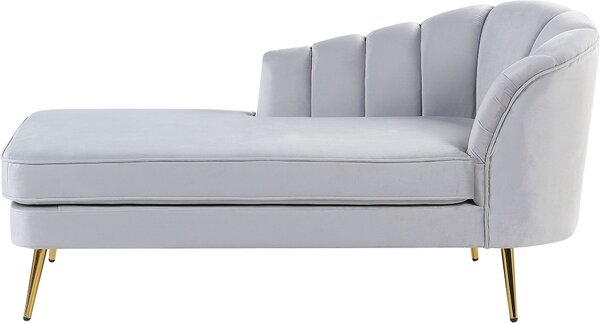 BELIANI Sedia pigra in velluto grigio rivestimento gambe in metallo nero lato destro design moderno mobili da salotto