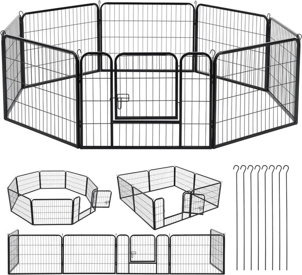 Juskys - recinto per cuccioli 160 x 160 x 60 cm - recinto in metallo per cuccioli da 8 pezzi - recinto da esterno con porta - recinto per cuccioli per cani, conigli e piccoli animali