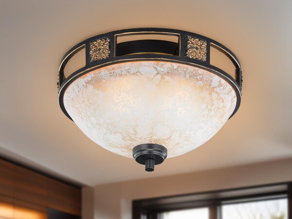 Plafoniera LED rotonda rustica con paralume in vetro Ø 33cm - per il soggiornoLampade