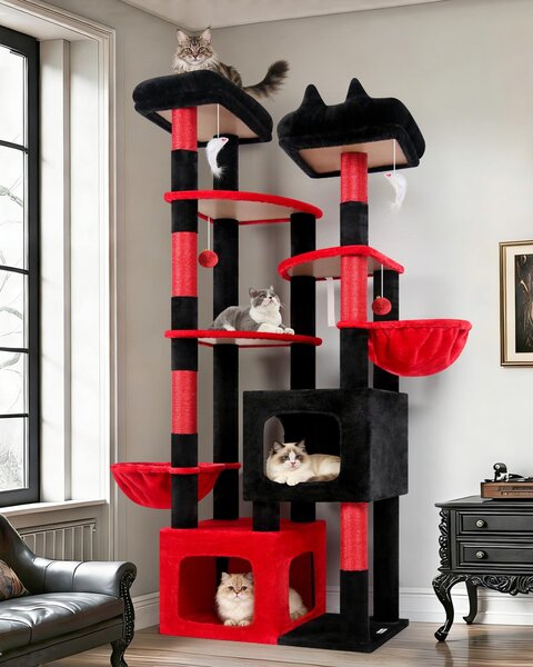 Albero per gatti di dimensioni XXL con 2 grandi rifugi e piattaforme