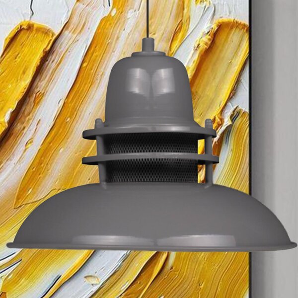 Bamyum lampada a sospensione in metallo grigio Ø34 cm E27 lampada retrò