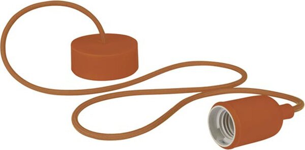 Portalampada a Sospensione di Design con Cavo in Tessuto - Marrone