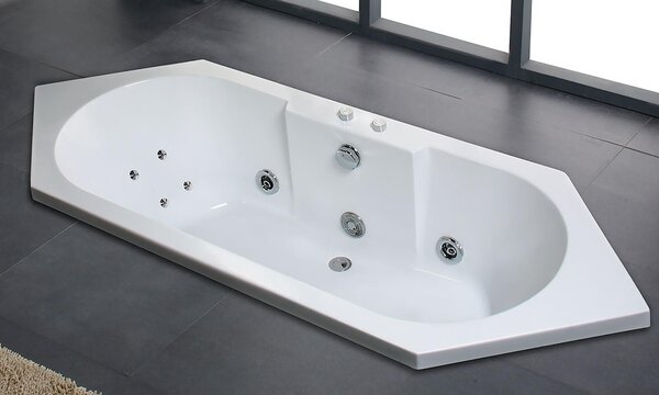 Vasca idromassaggio VILLA MEDICI 209 x 80,5 cm bianca con getti massaggianti, LED