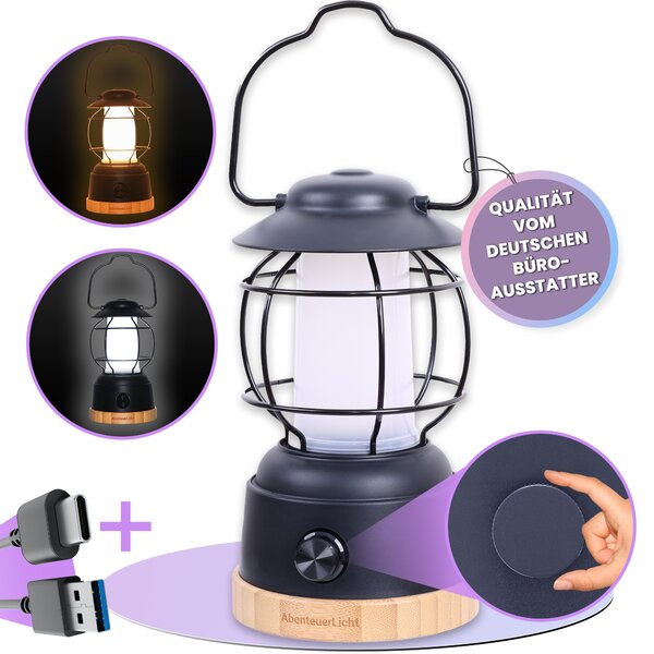 Lilatec Luce da campeggio a LED AbenteuerLicht nero
