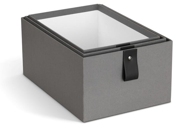 Scatole in set grigie in cartone 3 pz 20,5x29,5x14,5 cm Aston Paper Laminate – Bigso