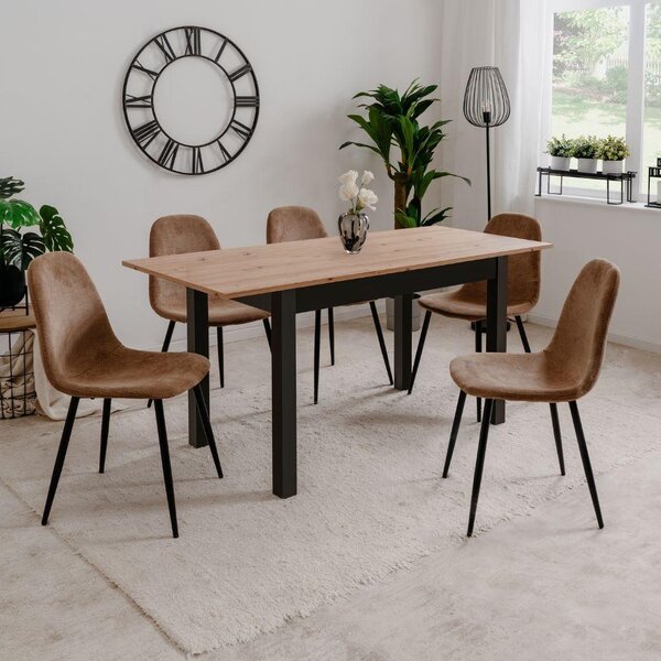 Tavolo rettangolare allungabile rovere e nero Coburg120 120x70x76,5