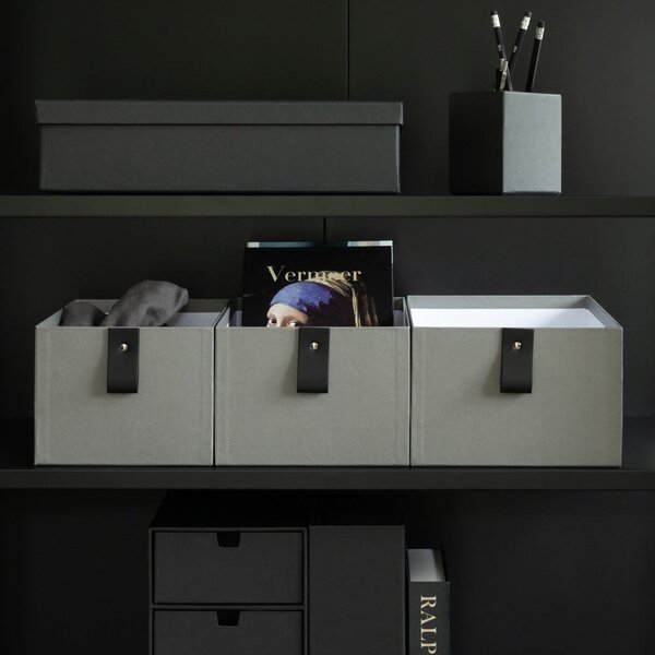 Scatole in set grigie in cartone 3 pz 20,5x29,5x14,5 cm Aston Paper Laminate – Bigso