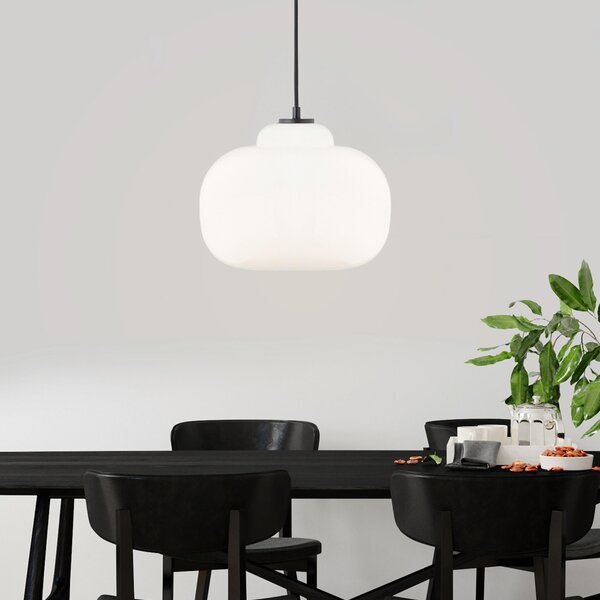 Lampada a sospensione, Ø 30 cm, altezza 128,5 cm, E27, max. 60 W, vetro/metallo, bianco