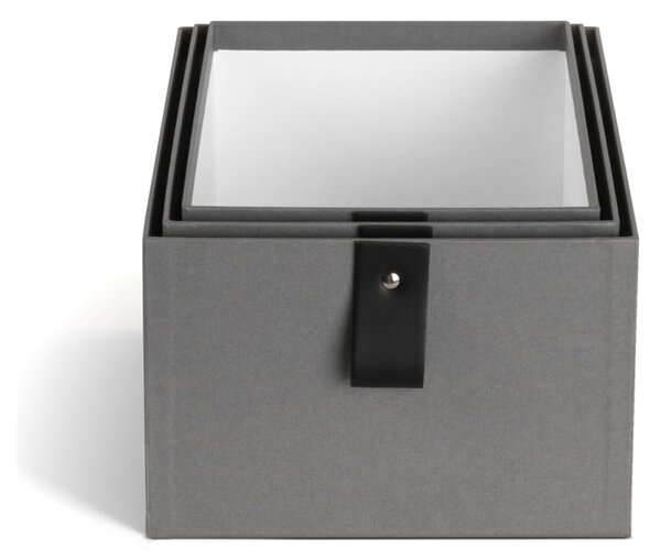 Scatole in set grigie in cartone 3 pz 20,5x29,5x14,5 cm Aston Paper Laminate – Bigso