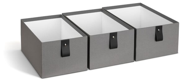 Scatole in set grigie in cartone 3 pz 20,5x29,5x14,5 cm Aston Paper Laminate – Bigso