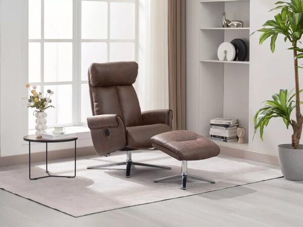 Poltrona relax elettrica con poggiapiedi, circa 106,5 x 71,5 x 88 cm - Marrone