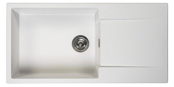 Lavello in granito Reginox con scolapiatti, vasca sinistra, Amsterdam 540 Pure White 54x44 cm R30790