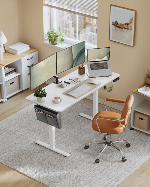 SONGMICS Scrivania elettrica regolabile in altezza 140cm 4 altezze bianco