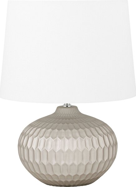 BELIANI Lampada da tavolo in Vetroceramica oro 51 cm paralume in tessuto vaso bianco cavo con interruttore Look moderno e minimalista