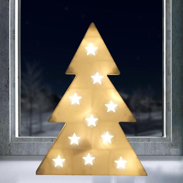 LED decorativo abete 37cm albero di Natale decorazione finestra decorazione effetto ologramma, colore: bianco