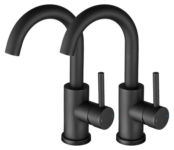 Miscelatore monocomando nero per bagno, con rotazione a 360°