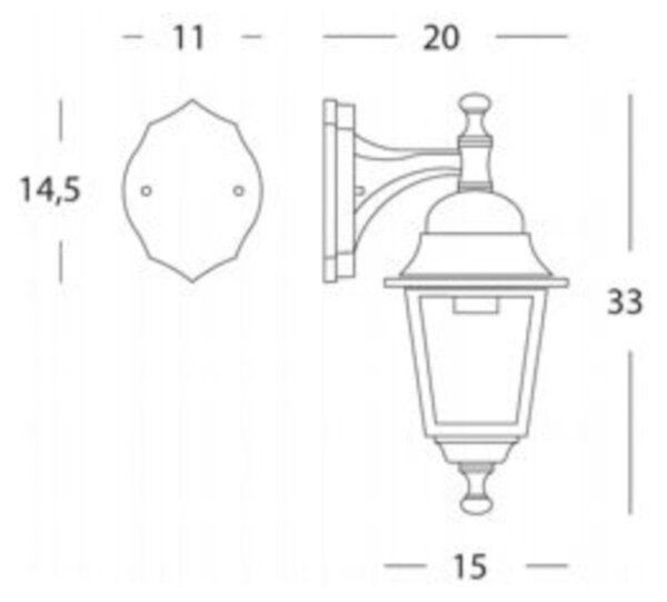 Applique classico sovil nano 160 06 e27 led alluminio vetro - Sovil Illuminazione