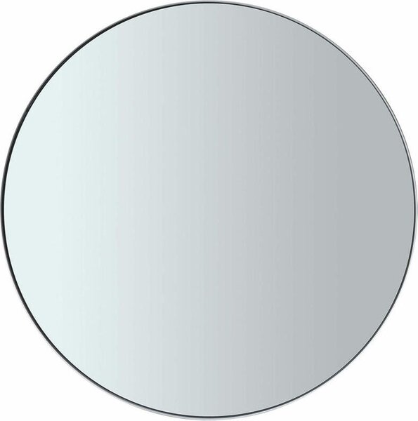 Blomus Wandspiegel Rim, Badezimmerspiegel, Dekospiegel, Stahl pulverbschichtet, farbiges Glas, White, 80 cm, 66163