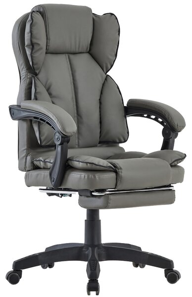 Sedia da scrivania, sedia da ufficio, sedia da gaming, sedia da corsa, poltrona direzionale con poggiapiedi, colore: grigio scuro - nero