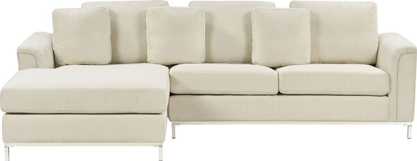 BELIANI Divano angolare beige rivestimento imbottitura lato destro moderno cuscini decorativi soggiorno