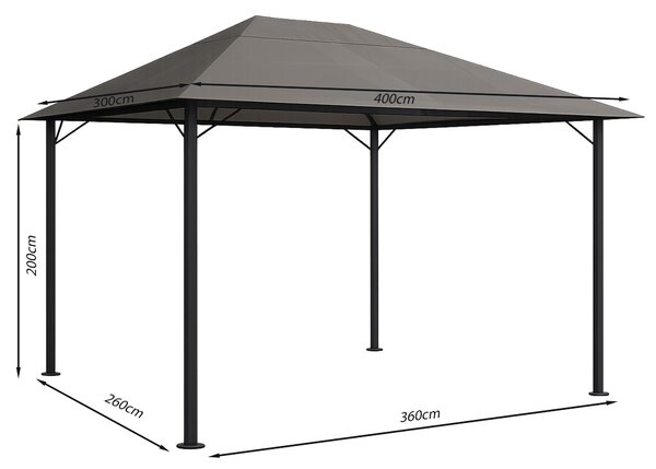 Padiglione da giardino in metallo Nizza 3x4m tenda per feste Taupe / Beige grigio RAL 7006
