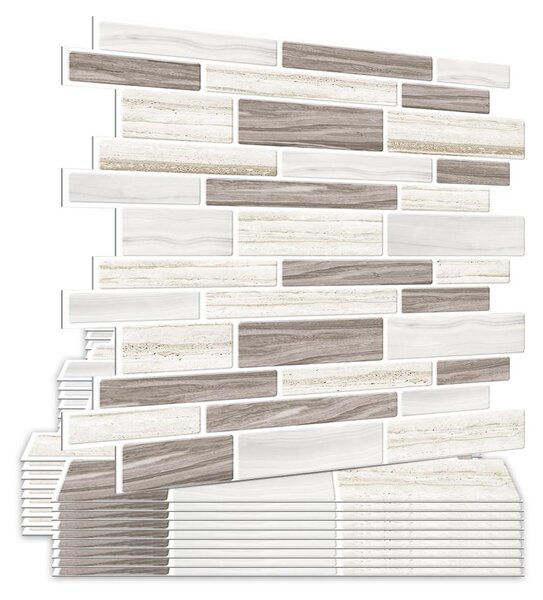 Piastrelle autoadesive - 10 pezzi, marmo marrone, 30,5 x 30,5 cm