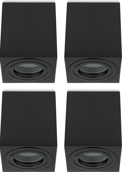 Sweet LED Faretto da incasso per bagno, quadrato GU10, copertura in alluminio nero, faretto da incasso, set da 4