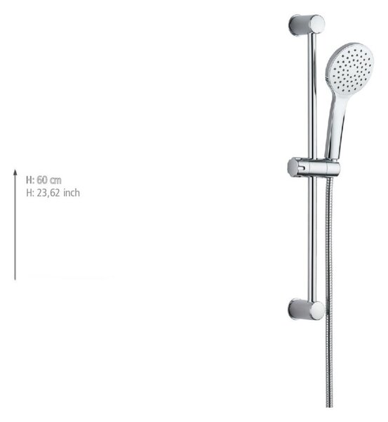 Set per doccia color argento lucido in acciaio inox con doccetta/con supporto scorrevole 60 cm No. 2 – Allstar