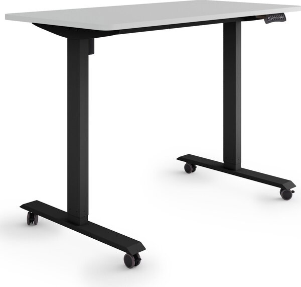 ESMART Germany ETX-121BG 120 x 60 cm Grigio chiaro Scrivania ergonomica in piedi/seduta su rotelle Regolabile elettricamente in altezza in modo continuo 78,5 - 128,5 cm 3x memoria Porta di ricarica USB Promemoria attività