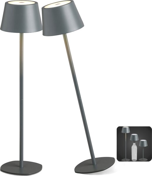Lampada da tavolo a LED lampada a bottiglia 3in1 altezza massima 45 cm luce bianca calda (3000K) grigio set di 2