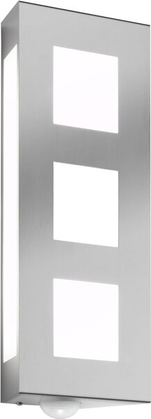 CMD 26/BM Applique in acciaio inox IP44 con vetro opale E27 rilevatore di movimento