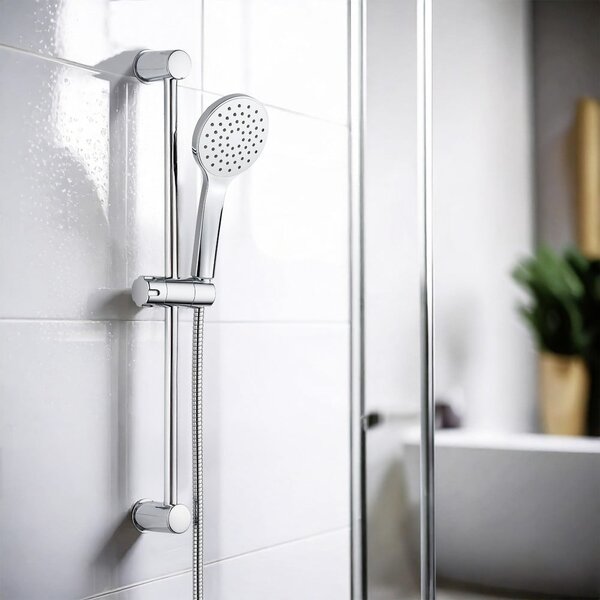 Set per doccia color argento lucido in acciaio inox con doccetta/con supporto scorrevole 60 cm No. 2 – Allstar