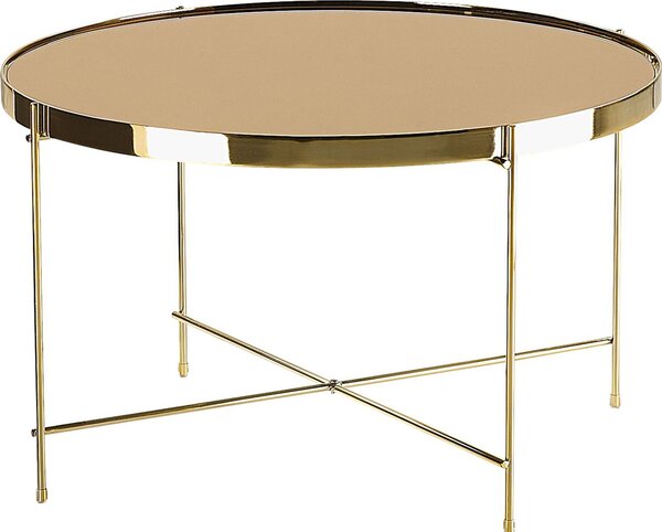 Tavolino BELIANI oro / marrone dorato vetro ferro cerchio ø63 cm Classicamente elegante Soggiorno multifunzionale